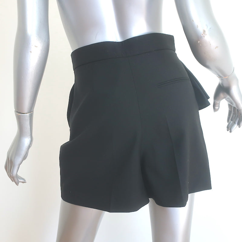 Alexander McQueen Ruffled Wool Shorts Black Size 40 NEW