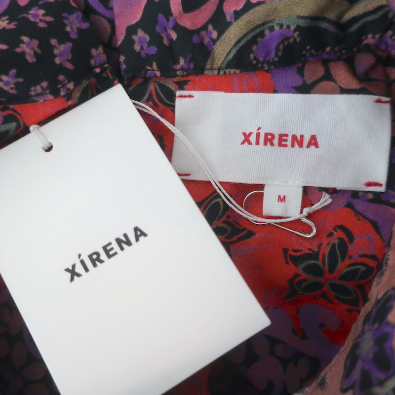 XIRENA Long Sleeve Mini Dress Nyla Black Opal Printed Cotton Size Medium NEW
