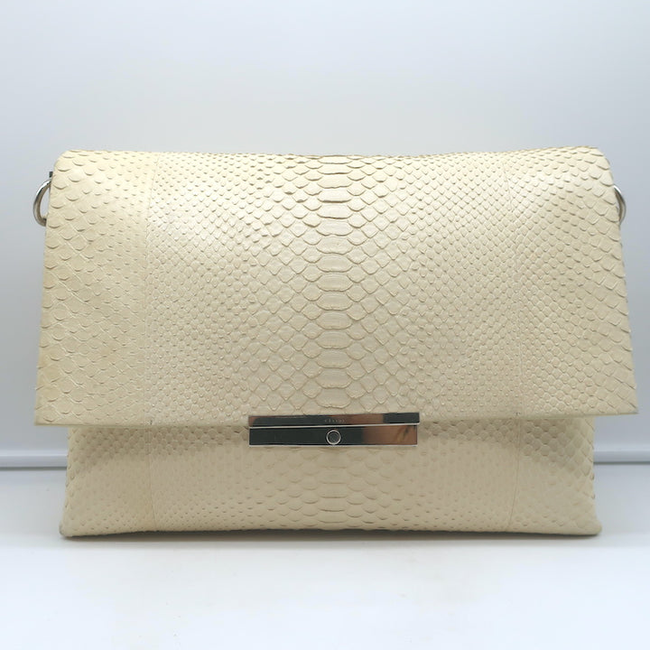 Celine Blade Shoulder Bag Cream Snakeskin Medium Crossbody