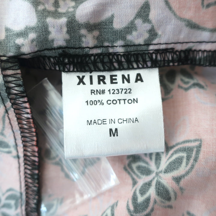 XIRENA Long Sleeve Mini Dress Nyla Black Opal Printed Cotton Size Medium NEW