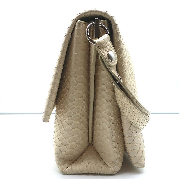 Celine Blade Shoulder Bag Cream Snakeskin Medium Crossbody