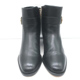 Jimmy Choo Clarice 45 Buckle Ankle Boots Black Leather Size 37 Low-Heel Booties