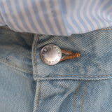 Alexander Wang Prestyled Button Down Short Romper Blue Striped Cotton Size 2 NEW