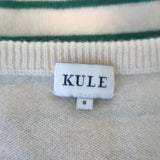 Kule Sophie Cashmere Striped Crewneck Sweater Ivory/Green Size Small