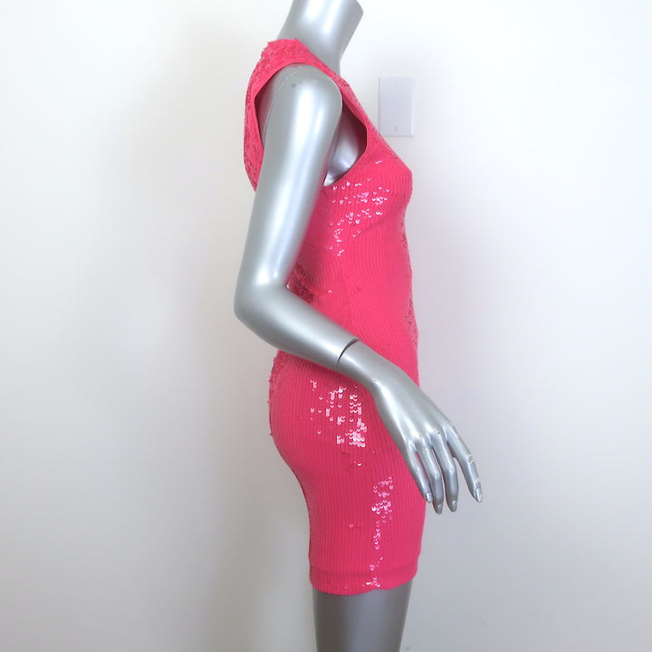 Alice + Olivia Delora Sleeveless Sequin Mini Dress Wild Pink Size 2 NEW