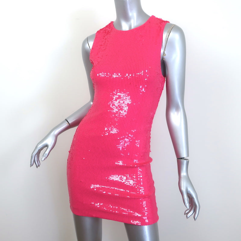 Alice + Olivia Delora Sleeveless Sequin Mini Dress Wild Pink Size 2 NEW