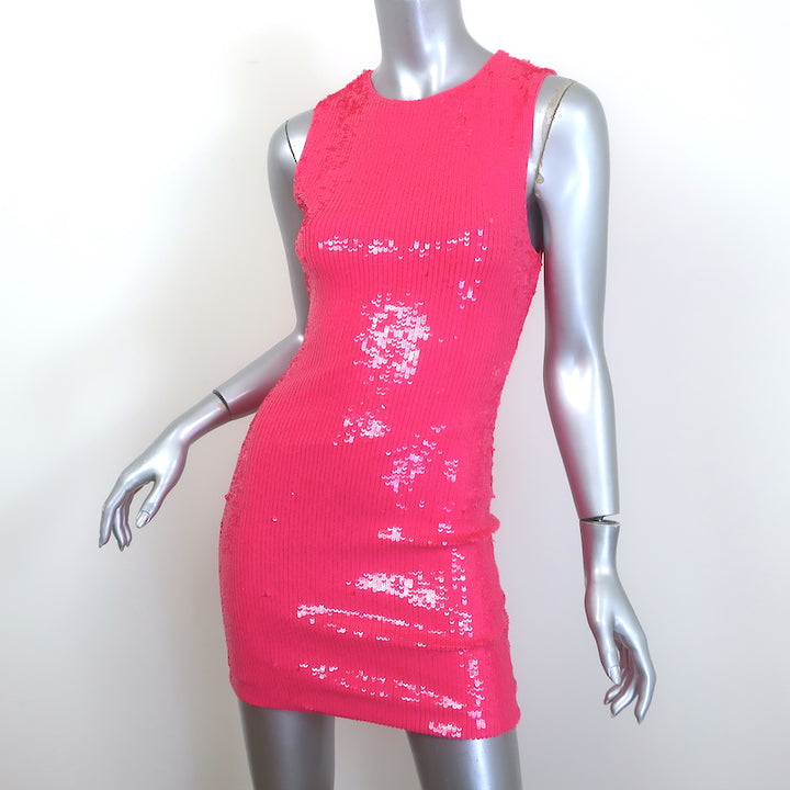 Alice + Olivia Delora Sleeveless Sequin Mini Dress Wild Pink Size 2 NEW