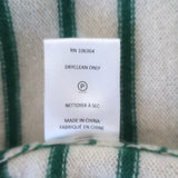 Kule Sophie Cashmere Striped Crewneck Sweater Ivory/Green Size Small