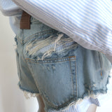 Alexander Wang Prestyled Button Down Short Romper Blue Striped Cotton Size 2 NEW