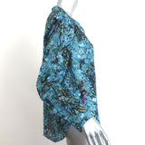 Zadig & Voltaire Tink Bohemian Long Sleeve Top Blue Printed Crepe Size Small