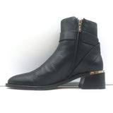 Jimmy Choo Clarice 45 Buckle Ankle Boots Black Leather Size 37 Low-Heel Booties