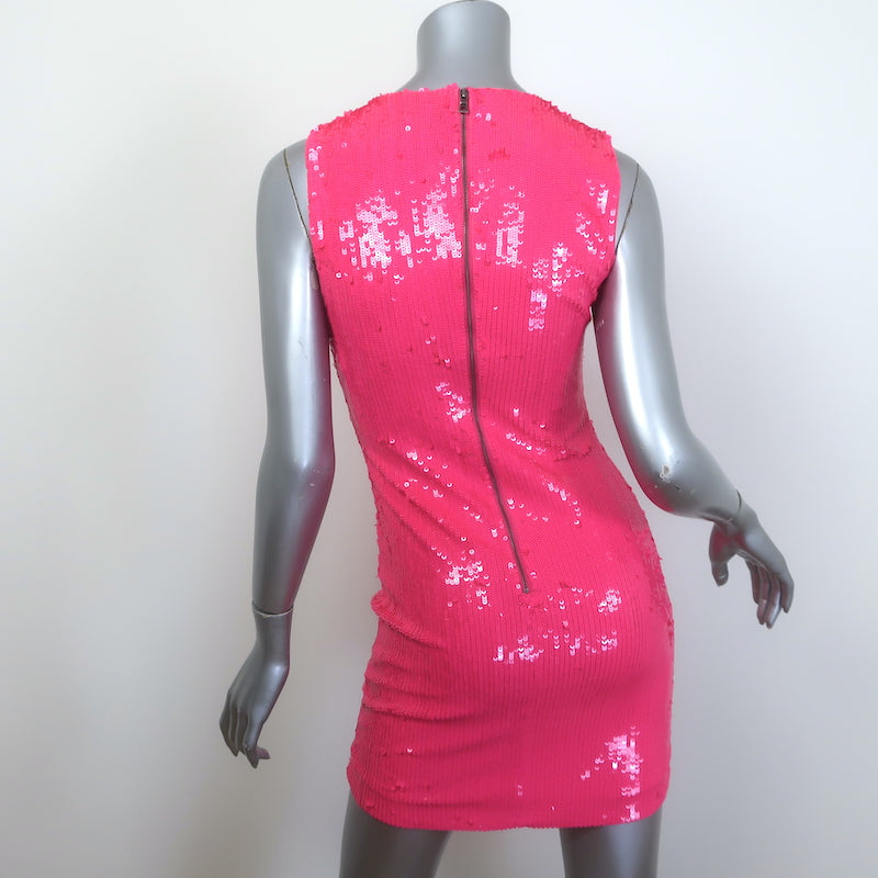 Alice + Olivia Delora Sleeveless Sequin Mini Dress Wild Pink Size 2 NEW