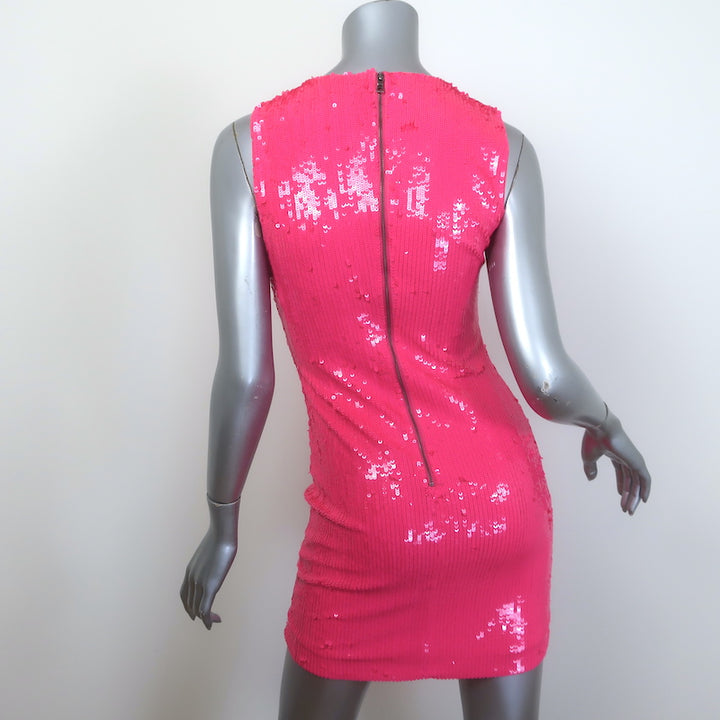 Alice + Olivia Delora Sleeveless Sequin Mini Dress Wild Pink Size 2 NEW