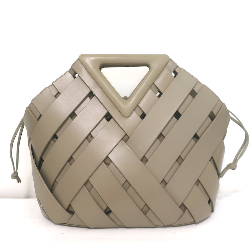 Bottega Veneta Point Basket Tote Taupe Intrecciato Leather Bag
