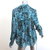Zadig & Voltaire Tink Bohemian Long Sleeve Top Blue Printed Crepe Size Small