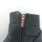 Jimmy Choo Clarice 45 Buckle Ankle Boots Black Leather Size 37 Low-Heel Booties