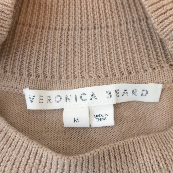 Veronica Beard Mixed Media Sweater Beri Camel Wool &amp; Blue Striped Size Medium