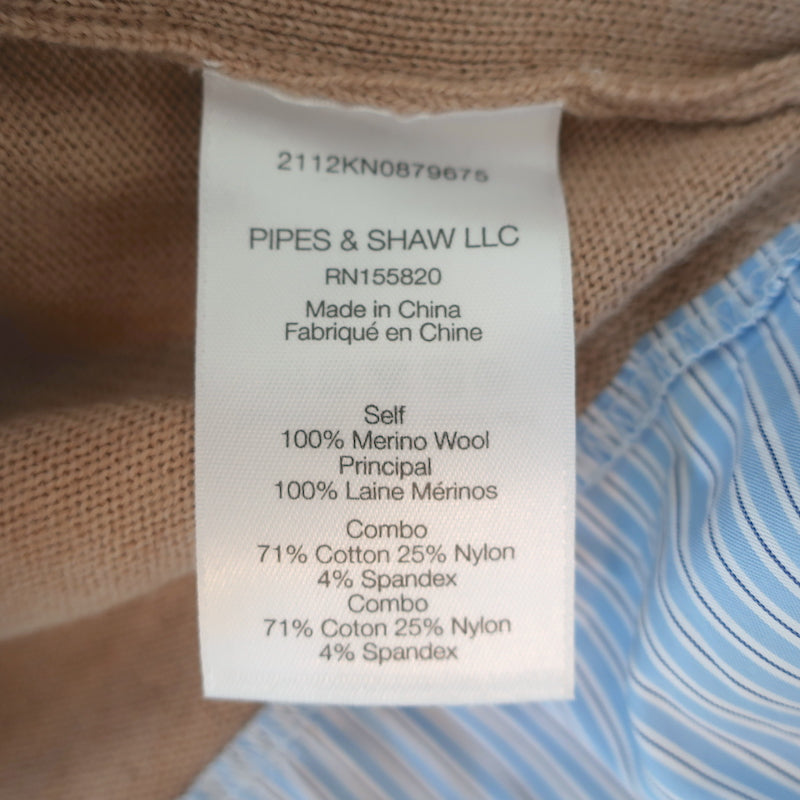 Veronica Beard Mixed Media Sweater Beri Camel Wool &amp; Blue Striped Size Medium