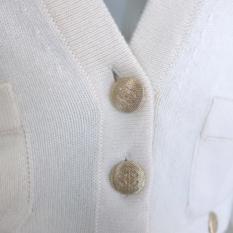 Chanel 22B Cashmere Convertible Mini Dress Cream Size 36 Cardigan &amp; Skirt Set