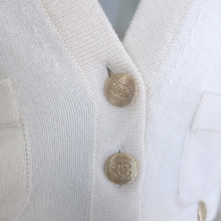 Chanel 22B Cashmere Convertible Mini Dress Cream Size 36 Cardigan &amp; Skirt Set