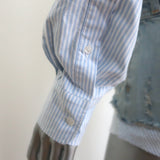 Alexander Wang Prestyled Button Down Short Romper Blue Striped Cotton Size 2 NEW