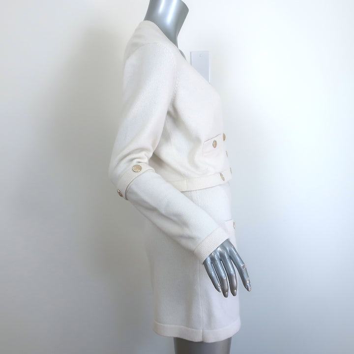 Chanel 22B Cashmere Convertible Mini Dress Cream Size 36 Cardigan &amp; Skirt Set