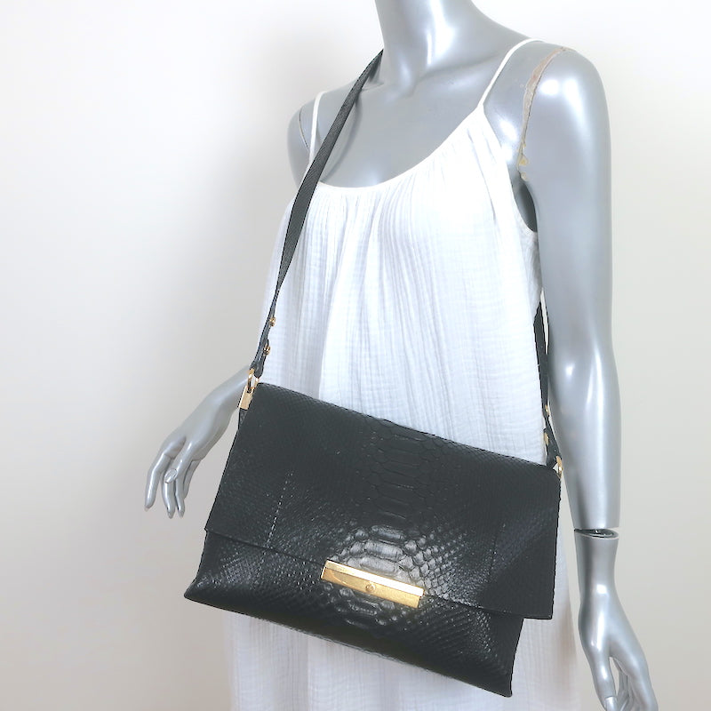 Celine Blade Shoulder Bag Black Snakeskin Medium Crossbody