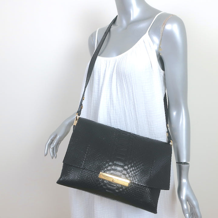 Celine Blade Shoulder Bag Black Snakeskin Medium Crossbody