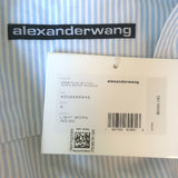 Alexander Wang Prestyled Button Down Short Romper Blue Striped Cotton Size 2 NEW