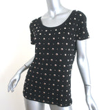 Saint Laurent Studded Tee Black Silk Jersey Size Extra Small Short Sleeve Top