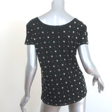 Saint Laurent Studded Tee Black Silk Jersey Size Extra Small Short Sleeve Top