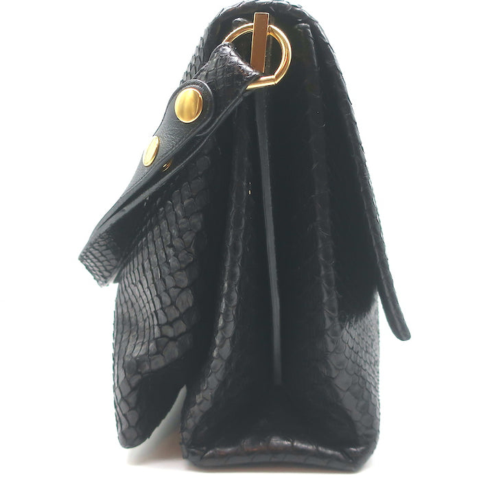 Celine Blade Shoulder Bag Black Snakeskin Medium Crossbody