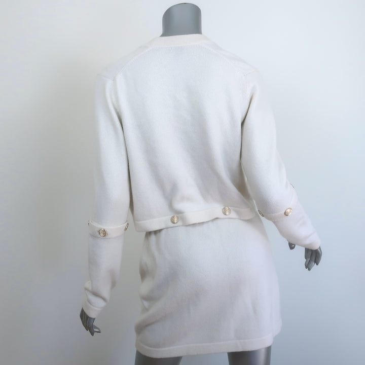 Chanel 22B Cashmere Convertible Mini Dress Cream Size 36 Cardigan &amp; Skirt Set