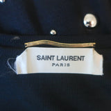 Saint Laurent Studded Tee Black Silk Jersey Size Extra Small Short Sleeve Top