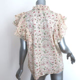 Cleobella Top Katy Cream Floral Print Cotton Size Large Flutter Sleeve Blouse