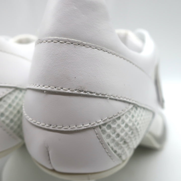Sneex The Tepper High Heel Single Strap Sneakers White Mesh &amp; Leather Size 9