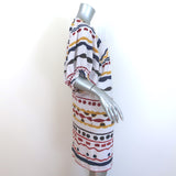 Fendi Puff Sleeve Dress White/Multicolor Striped Silk Size 40