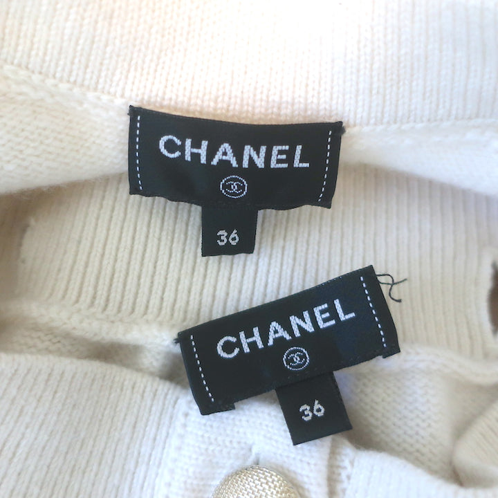 Chanel 22B Cashmere Convertible Mini Dress Cream Size 36 Cardigan &amp; Skirt Set
