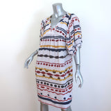 Fendi Puff Sleeve Dress White/Multicolor Striped Silk Size 40