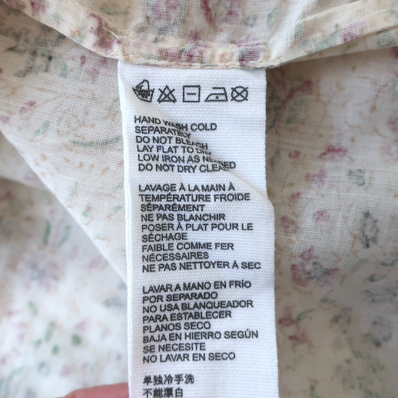 Cleobella Top Katy Cream Floral Print Cotton Size Large Flutter Sleeve Blouse