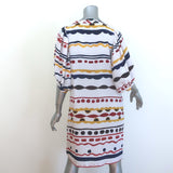 Fendi Puff Sleeve Dress White/Multicolor Striped Silk Size 40