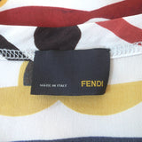Fendi Puff Sleeve Dress White/Multicolor Striped Silk Size 40