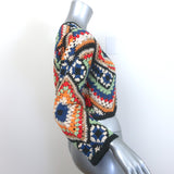 Alice + Olivia Anderson Cropped Crochet Cardigan Multicolor Cotton Size Small