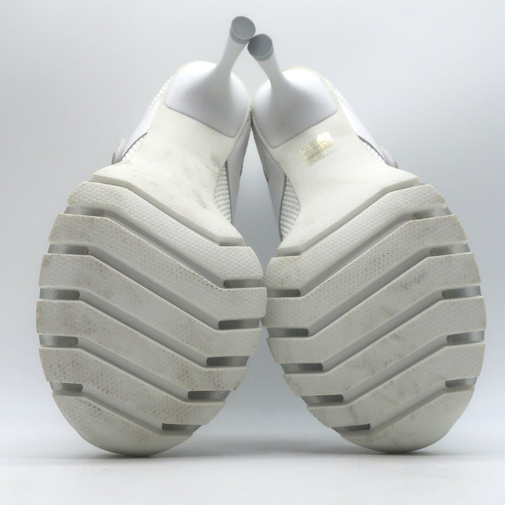 Sneex The Tepper High Heel Single Strap Sneakers White Mesh &amp; Leather Size 9