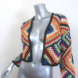 Alice + Olivia Anderson Cropped Crochet Cardigan Multicolor Cotton Size Small