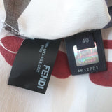 Fendi Puff Sleeve Dress White/Multicolor Striped Silk Size 40