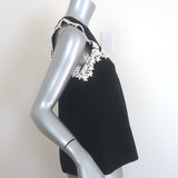 Giambattista Valli Floral-Embroidered Tank Top Black Stretch Knit Size 38