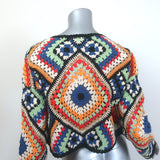 Alice + Olivia Anderson Cropped Crochet Cardigan Multicolor Cotton Size Small