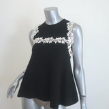Giambattista Valli Floral-Embroidered Tank Top Black Stretch Knit Size 38