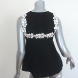Giambattista Valli Floral-Embroidered Tank Top Black Stretch Knit Size 38